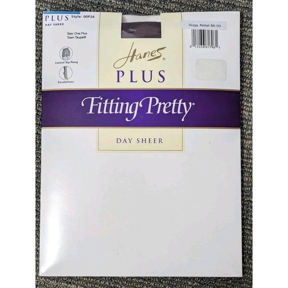 3 Hanes Fitting Pretty Pantyhose Plus Size One 1 Town Taupe Day Sheer NOS 2000‎
